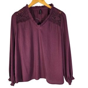 Massini Plum Lace Detail Blouse